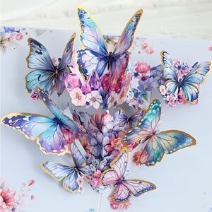 Vibrant Butterfly Pop-Up Card with Gold Accents